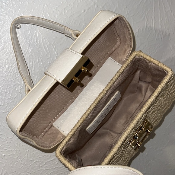 LC Lauren Conrad White and Tan Mini Woven Bag - Picture 4 of 5